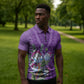 Africa King Proteas Dashiki Motif Zipper Polo Shirt Violet Style