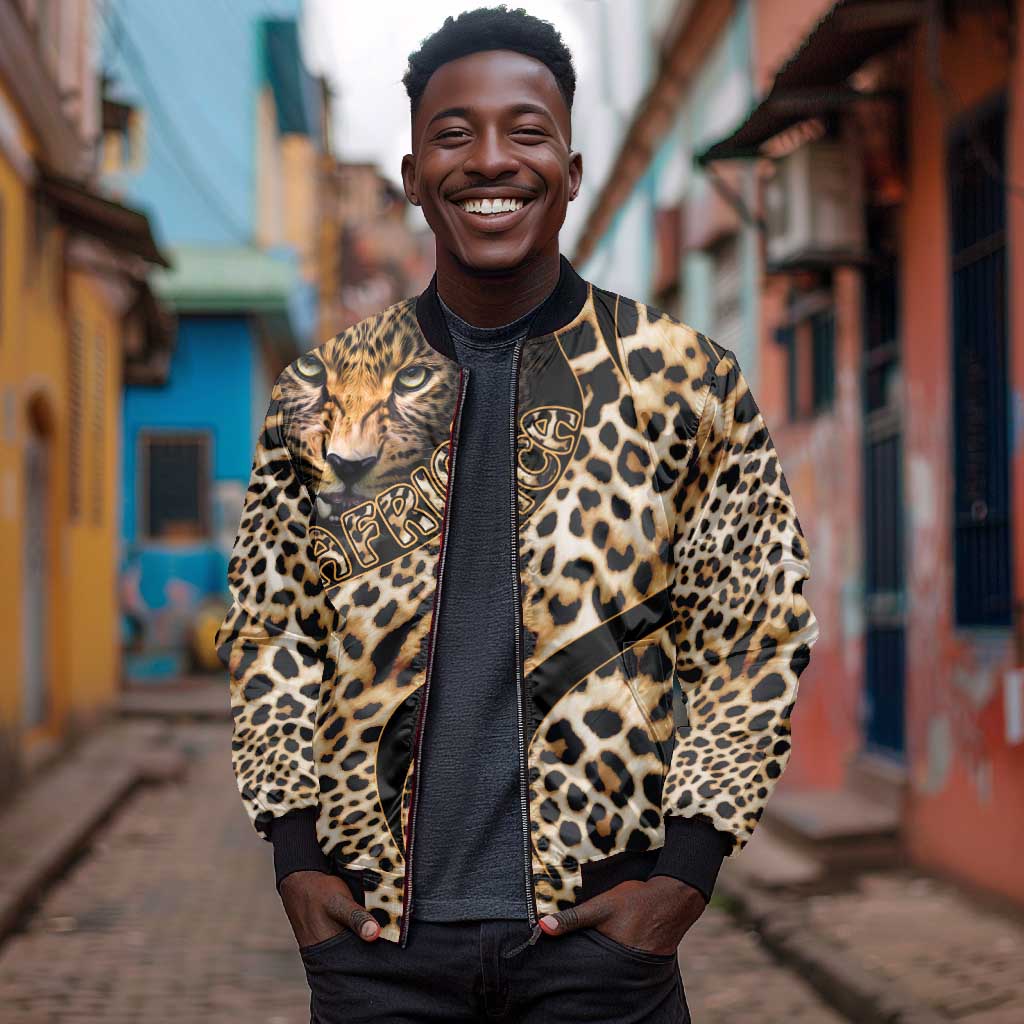 Afro Leopard Skin Pattern Bomber Jacket Version 01