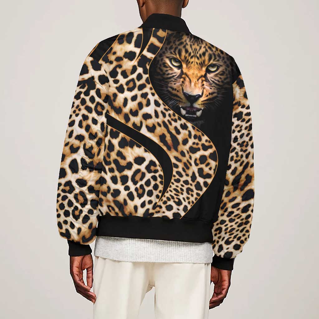 Afro Leopard Skin Pattern Bomber Jacket Version 01