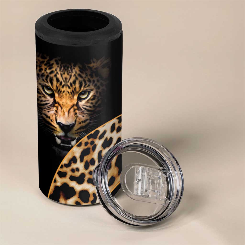 Afro Leopard Skin Pattern 4 in 1 Can Cooler Tumbler Version 01