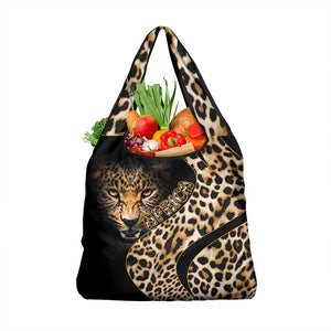 Afro Leopard Skin Pattern Grocery Bag Version 01