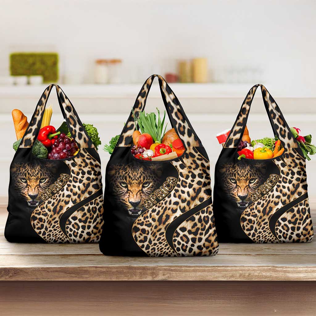 Afro Leopard Skin Pattern Grocery Bag Version 01
