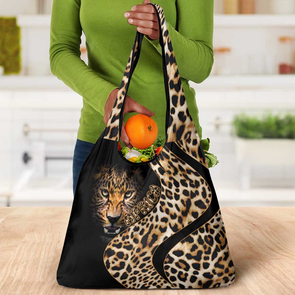 Afro Leopard Skin Pattern Grocery Bag Version 01
