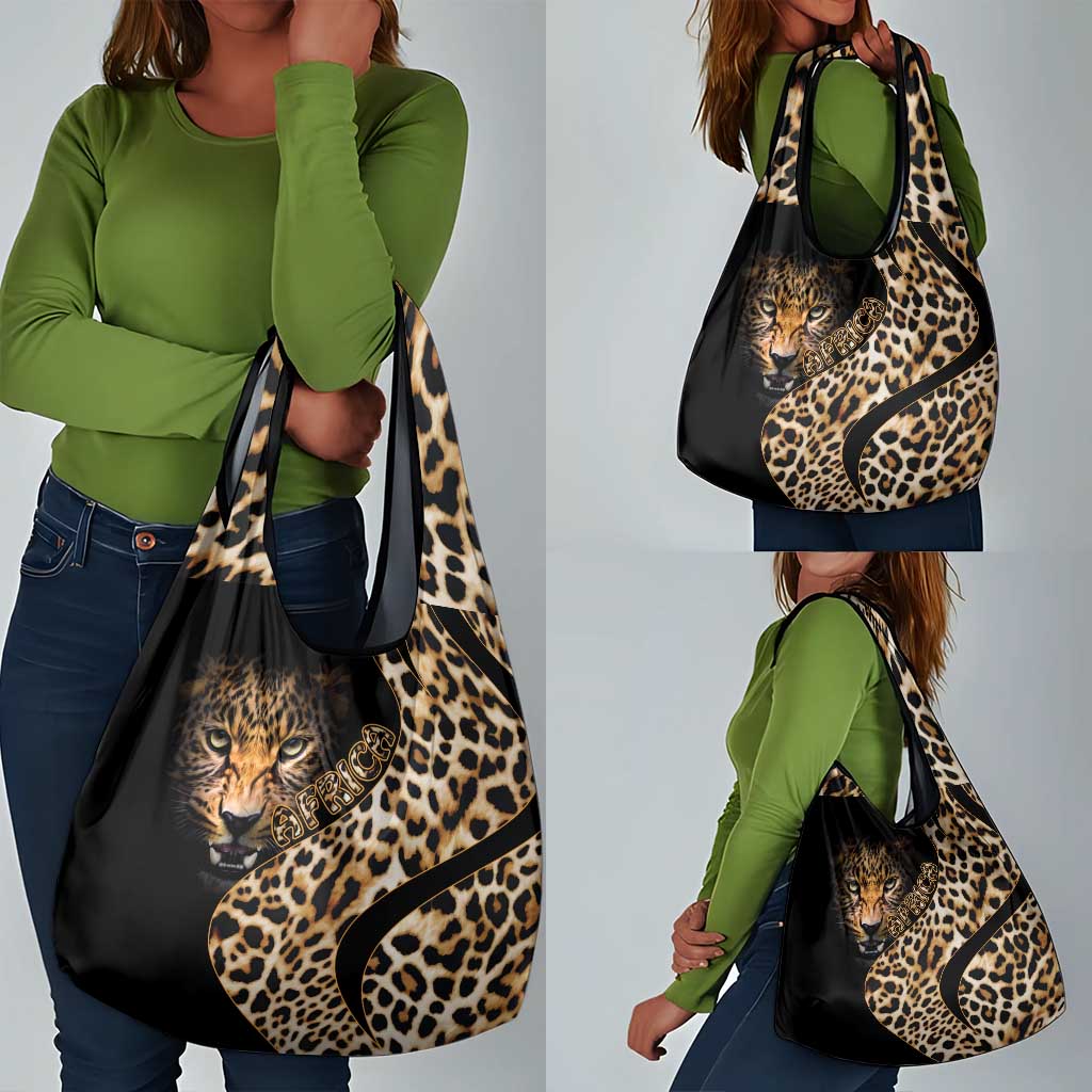Afro Leopard Skin Pattern Grocery Bag Version 01