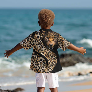 Afro Leopard Skin Pattern Kid Hawaiian Shirt Version 01