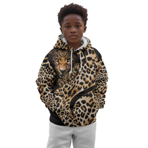 Afro Leopard Skin Pattern Kid Hoodie Version 01