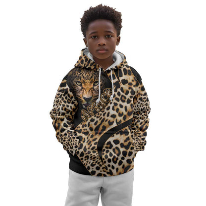 Afro Leopard Skin Pattern Kid Hoodie Version 01