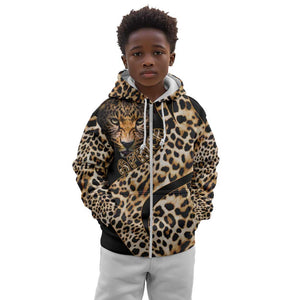 Afro Leopard Skin Pattern Kid Hoodie Version 01