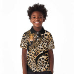 Afro Leopard Skin Pattern Kid Polo Shirt Version 01