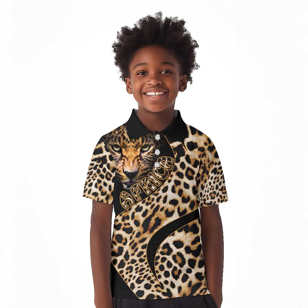 Afro Leopard Skin Pattern Kid Polo Shirt Version 01