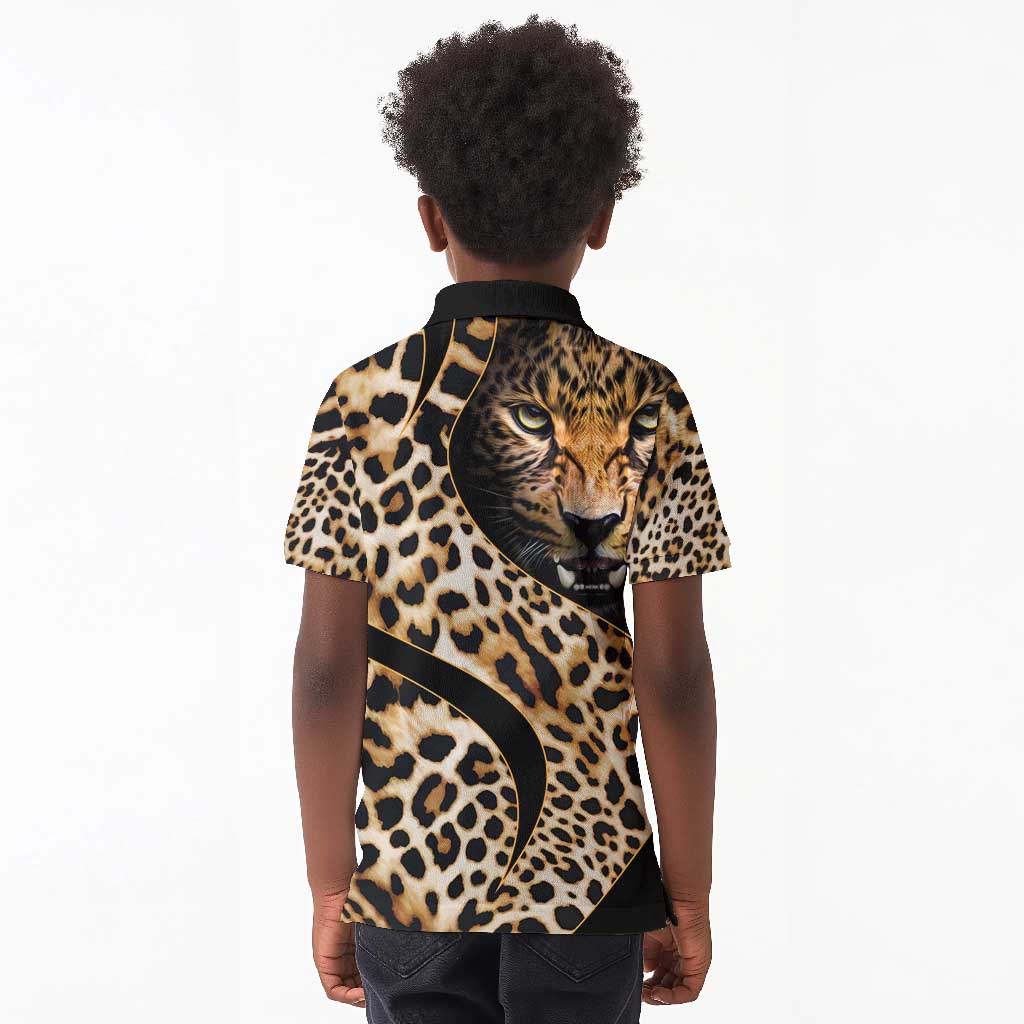 Afro Leopard Skin Pattern Kid Polo Shirt Version 01