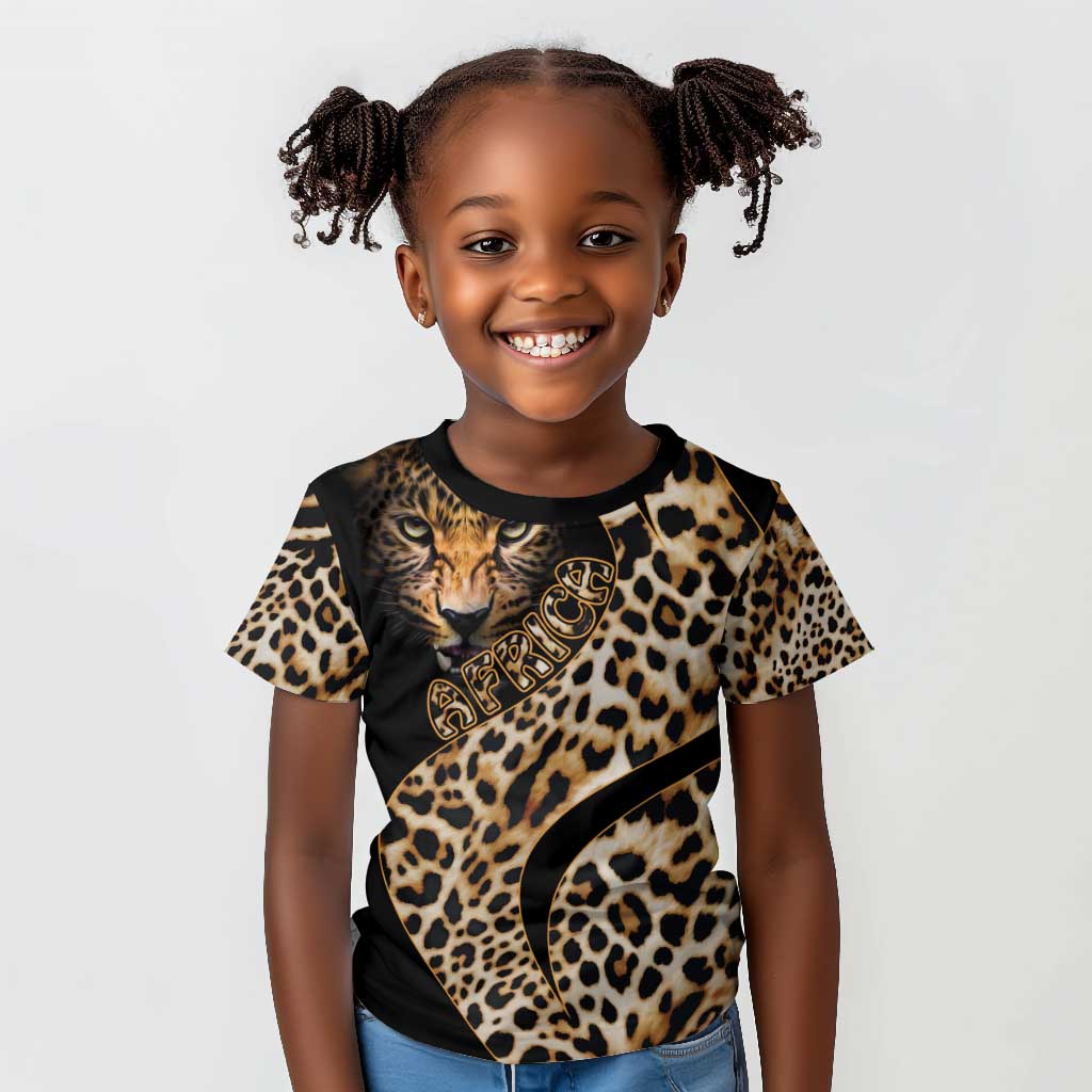 Afro Leopard Skin Pattern Kid T shirt Version 01