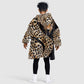 Afro Leopard Skin Pattern KId Wearable Blanket Hoodie Version 01