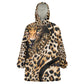 Afro Leopard Skin Pattern KId Wearable Blanket Hoodie Version 01