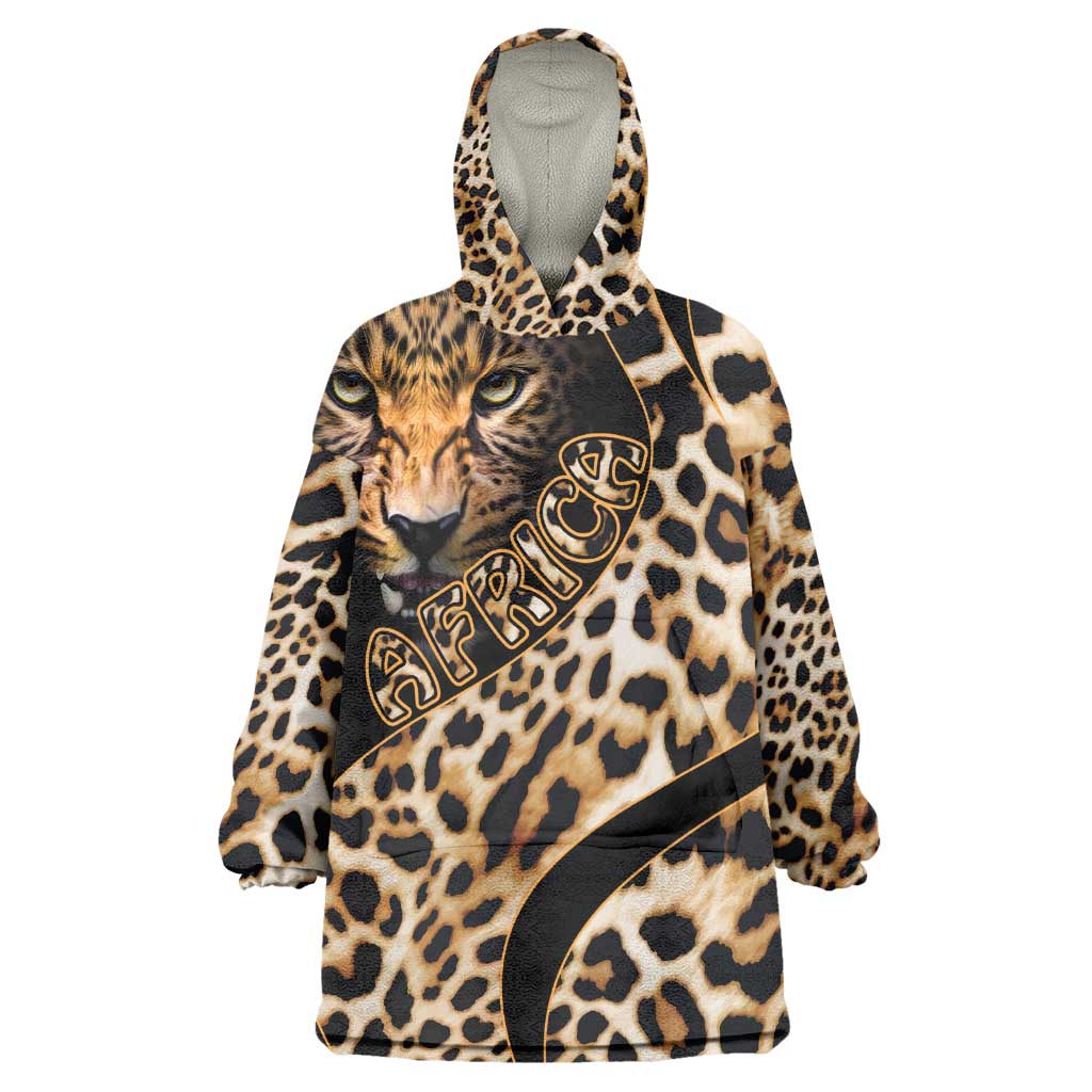 Afro Leopard Skin Pattern KId Wearable Blanket Hoodie Version 01