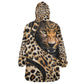 Afro Leopard Skin Pattern KId Wearable Blanket Hoodie Version 01