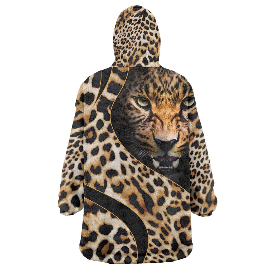 Afro Leopard Skin Pattern KId Wearable Blanket Hoodie Version 01