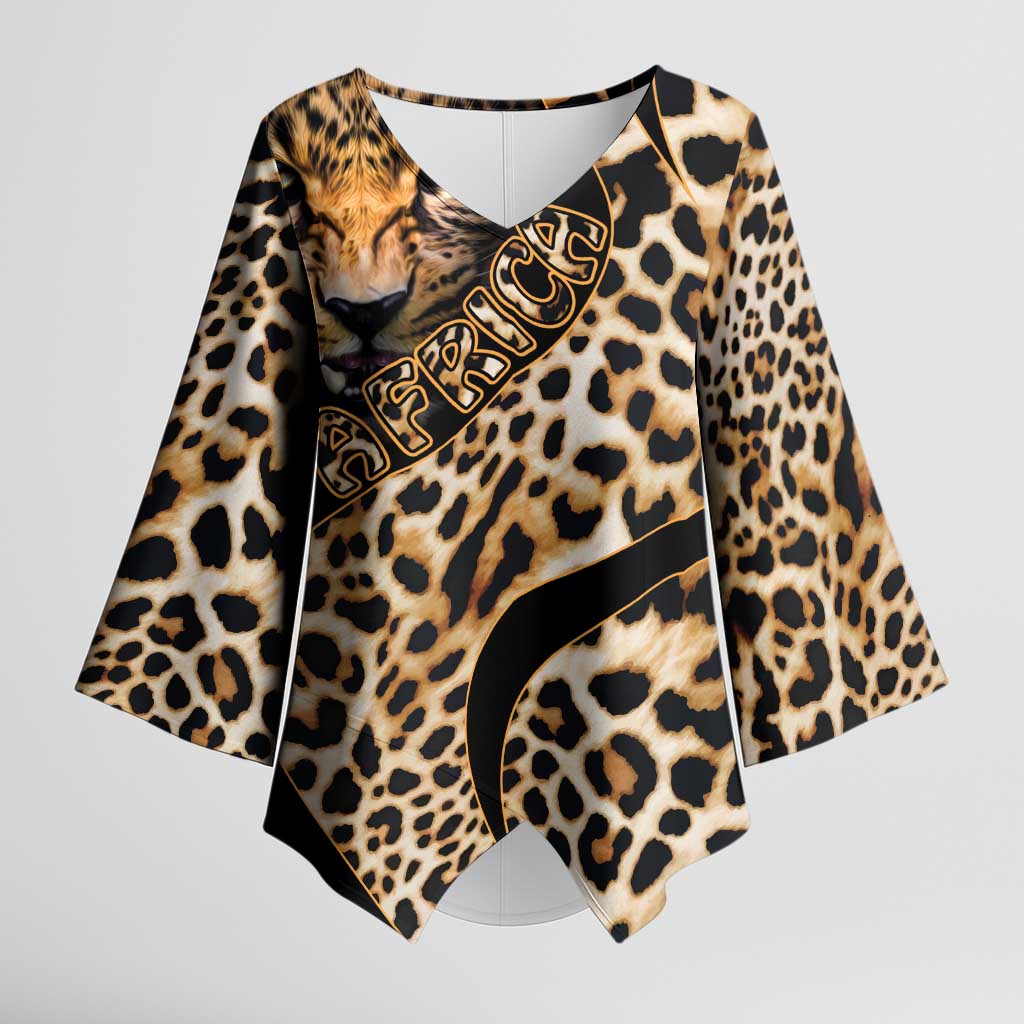 Africa Leopard Skin Pattern Kimono Sleeve Blouse Version 01