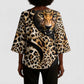 Africa Leopard Skin Pattern Kimono Sleeve Blouse Version 01