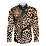 Afro Leopard Skin Pattern Long Sleeve Button Shirt Version 01
