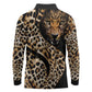 Afro Leopard Skin Pattern Long Sleeve Polo Shirt Version 01