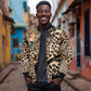 Afro Leopard Skin Pattern Sleeve Zip Bomber Jacket Version 01