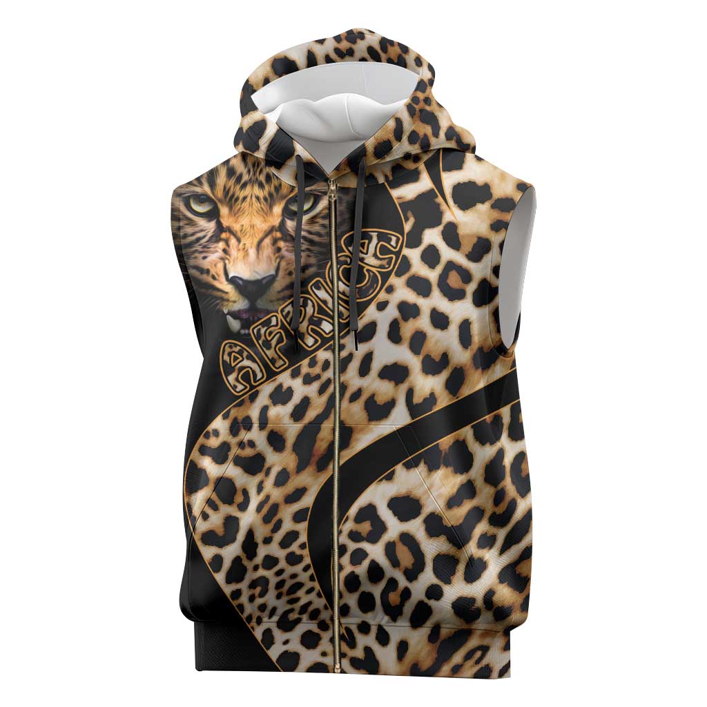 Afro Leopard Skin Pattern Sleeveless Zip Hoodie Version 01 - African Pride