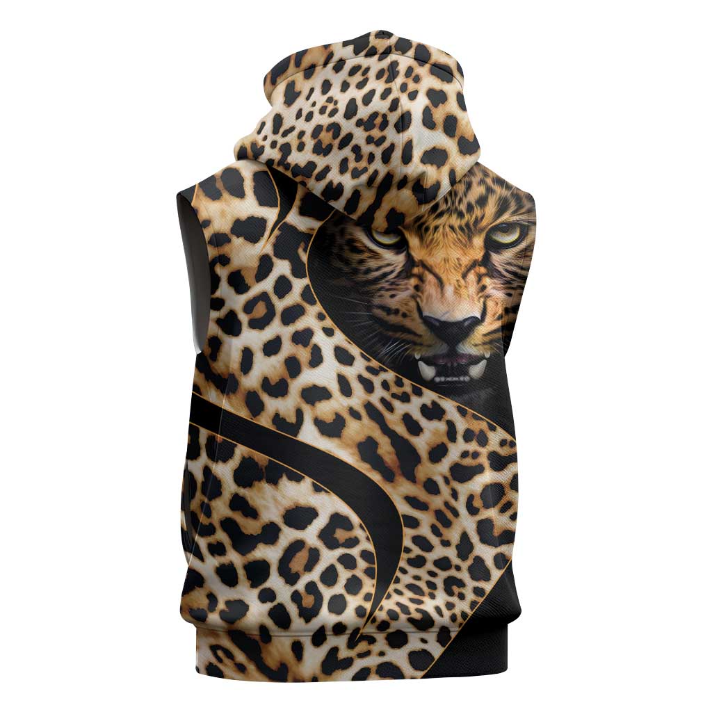 Afro Leopard Skin Pattern Sleeveless Zip Hoodie Version 01 - African Pride