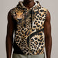 Afro Leopard Skin Pattern Sleeveless Zip Hoodie Version 01 - African Pride