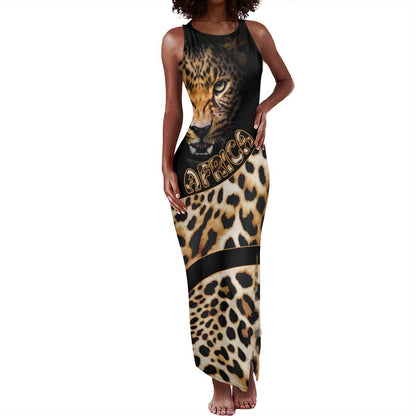 Afro Leopard Skin Pattern Tank Maxi Dress Version 01