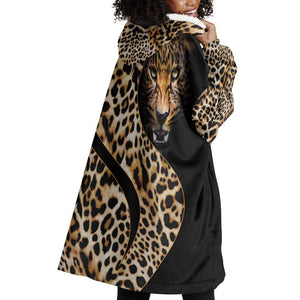 Afro Leopard Skin Pattern Wearable Blanket Hoodie Version 01