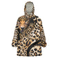 Afro Leopard Skin Pattern Wearable Blanket Hoodie Version 01