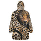 Afro Leopard Skin Pattern Wearable Blanket Hoodie Version 01