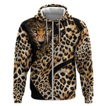 Afro Leopard Skin Pattern Zip Hoodie Version 01