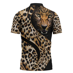 Africa Leopard Skin Pattern Zipper Polo Shirt Version 01