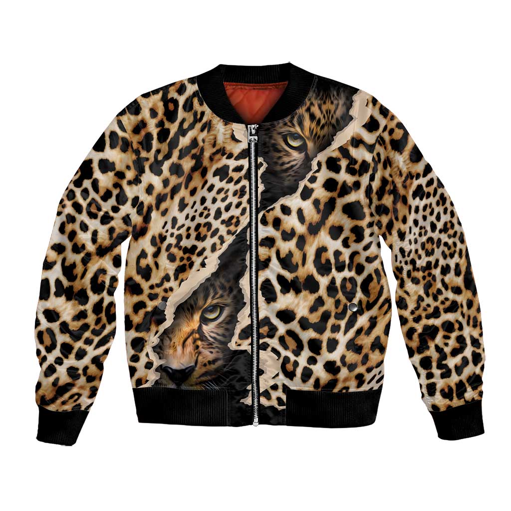 Afro Leopard Skin Pattern Bomber Jacket Version 02