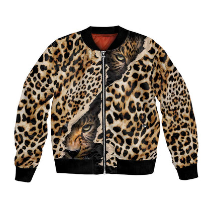 Afro Leopard Skin Pattern Bomber Jacket Version 02