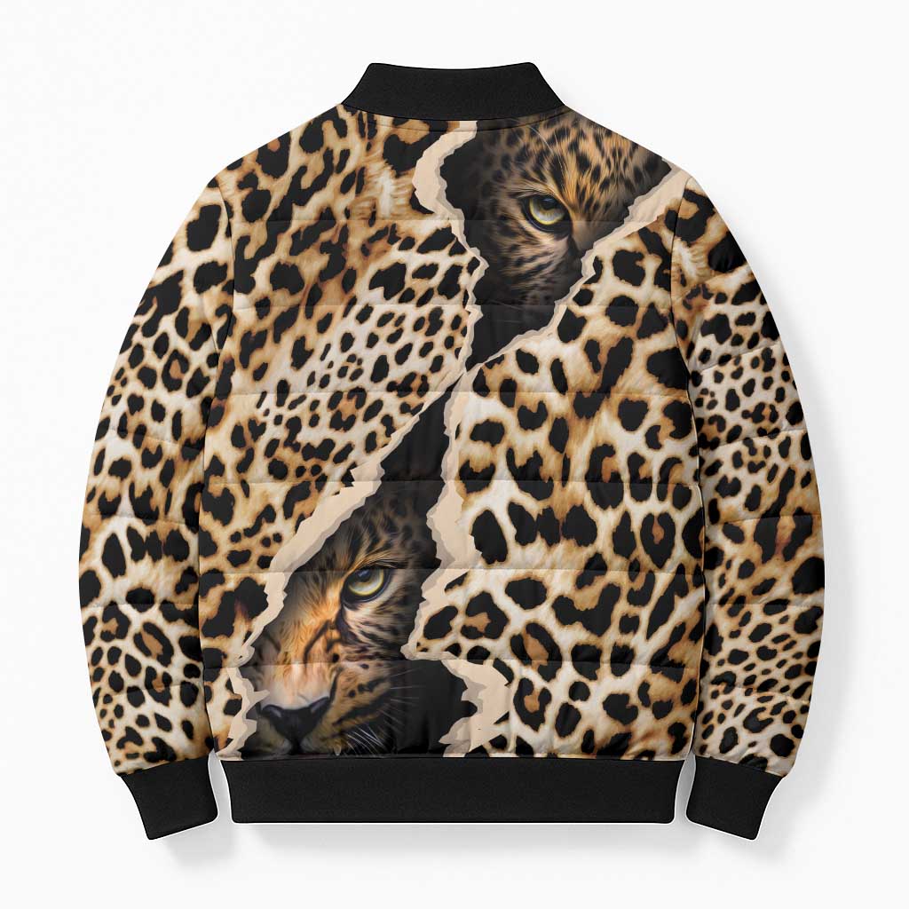 Africa Leopard Skin Pattern Bomber Puffer Jacket Version 02