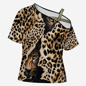 Africa Leopard Skin Pattern Cross Shoulder Shirt Version 02
