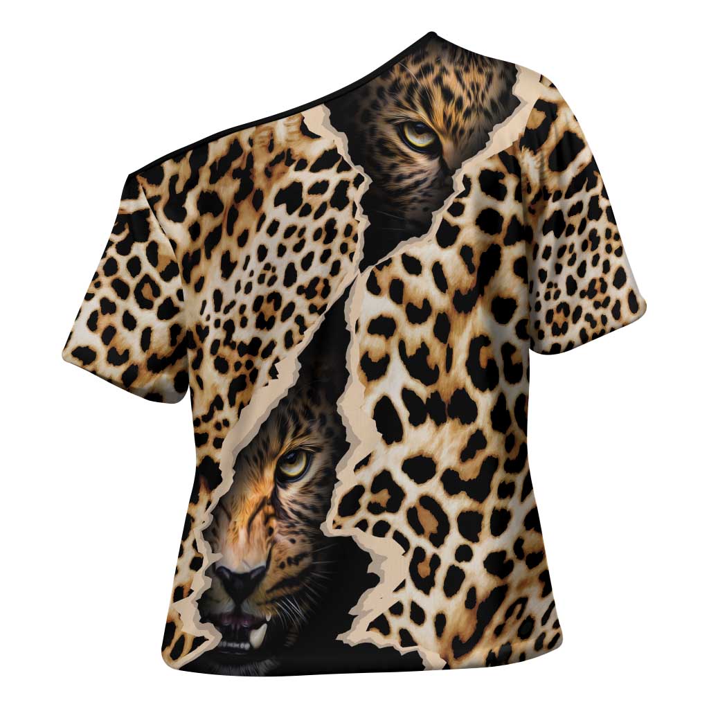 Africa Leopard Skin Pattern Cross Shoulder Shirt Version 02