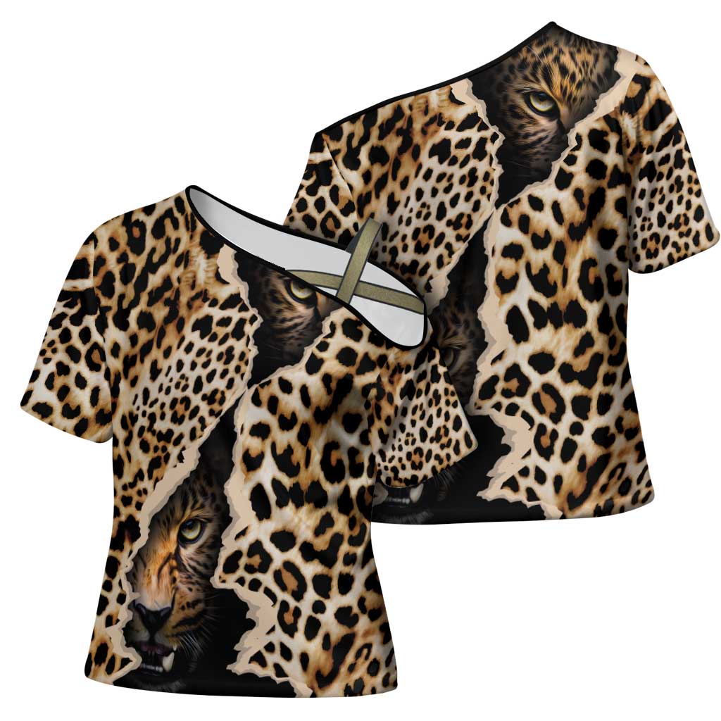 Africa Leopard Skin Pattern Cross Shoulder Shirt Version 02