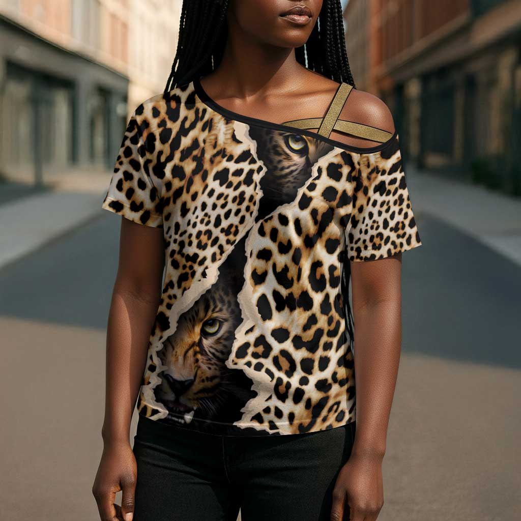 Africa Leopard Skin Pattern Cross Shoulder Shirt Version 02
