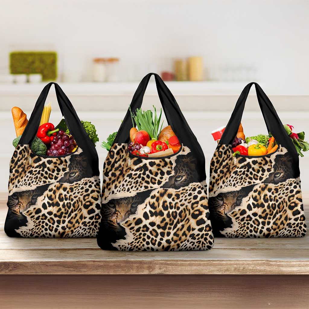 Afro Leopard Skin Pattern Grocery Bag Version 02