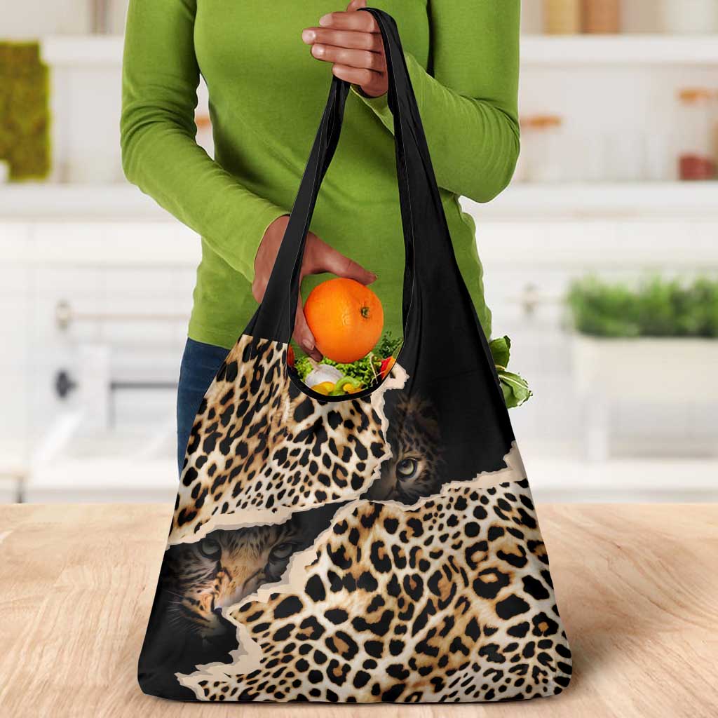 Afro Leopard Skin Pattern Grocery Bag Version 02