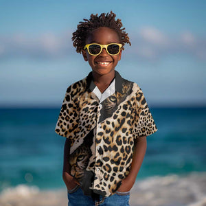 Afro Leopard Skin Pattern Kid Hawaiian Shirt Version 02