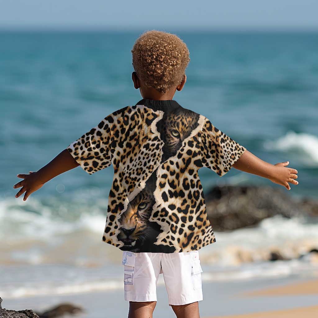Afro Leopard Skin Pattern Kid Hawaiian Shirt Version 02