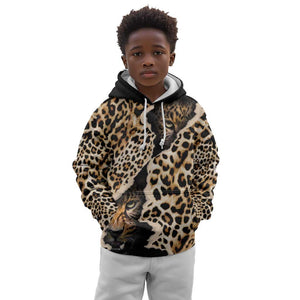 Afro Leopard Skin Pattern Kid Hoodie Version 02