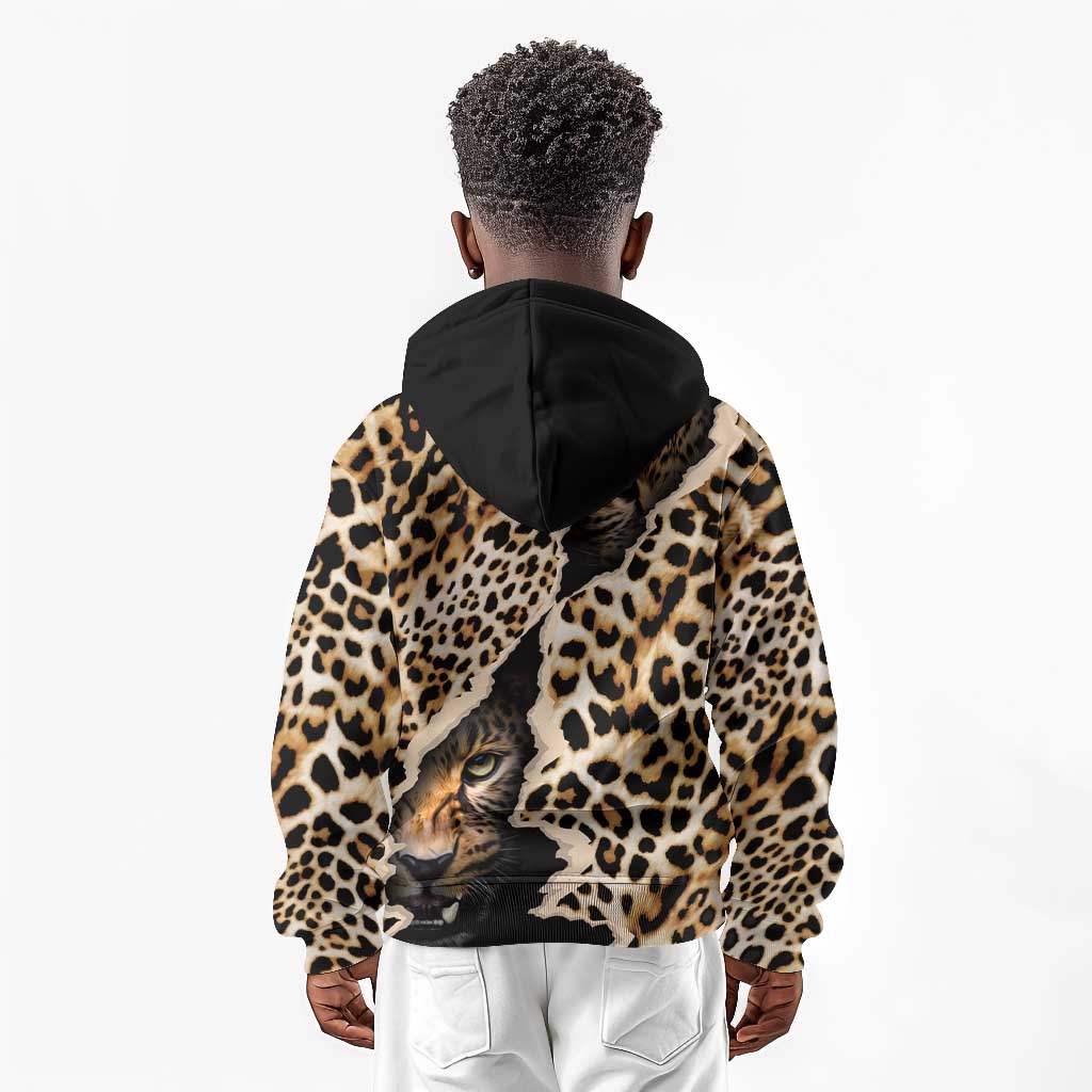 Afro Leopard Skin Pattern Kid Hoodie Version 02