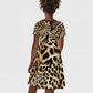 Afro Leopard Skin Pattern Kid Short Sleeve Dress Version 02