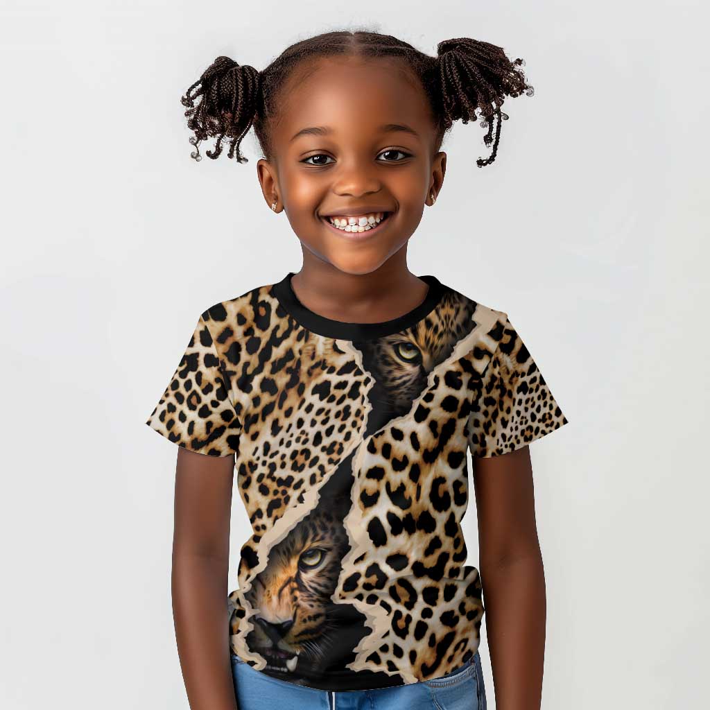 Afro Leopard Skin Pattern Kid T shirt Version 02